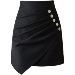 Skirts Asymmetric Button-Wrap Skirt Design Pleated Irregar A-Line Anti-Light One-Step Drop Delivery Apparel Womens Clothing Dhr2F