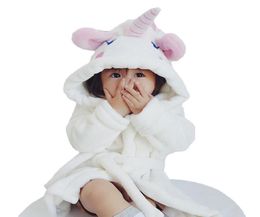 Cute Unicorn Nightgowns Baby Girls Bathrobe Flannel kids Robe Hooded Pajamas Bath Dress Children Night Wear Clothes RRA16842148360