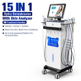 New Arrivals 15 In1 Hydra Facial Microdermabrasion Oxygen RF Face Lift Skin Care Deep Cleaning Hydrafacial Machine Equipment 15 Treatment Handles