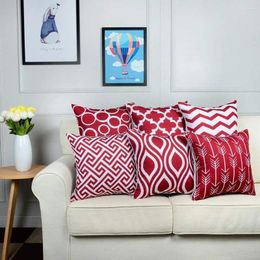 Pillow Christmas Red Decorative Cover Linen Geometric S 45x45 Pillows For Sofa Nordic Couch Home Decor
