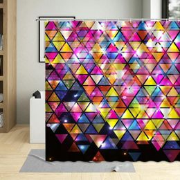Shower Curtains Abstract Geometric Modern Art Decor Bathroom Set Color Triangle Curtain With Hooks Waterproof Polyester Fabric