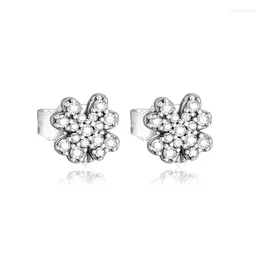 Stud Earrings 2024 Oorbellen 925 Sterling Silver Jewellery Spring Clear CZ Radiant Clover Women Crystal Small