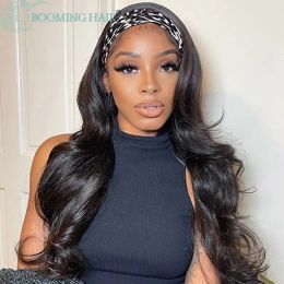 Wigs Headband Wig Body Wave Scarf Wigs with Headband Fake Hair Synthetic Natural Wavy 28Inch Wigs for Black Women