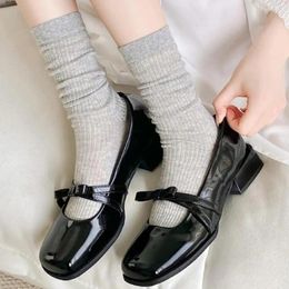 Women Socks Cotton Breathable Mid-calf For Vertical Stripe Loose Wear Sports Summer