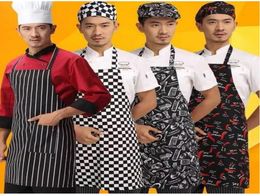 Adjustable Halflength Adult Apron Striped el Restaurant Chef Waiter Apron Kitchen Cook Apron chef hat5553903