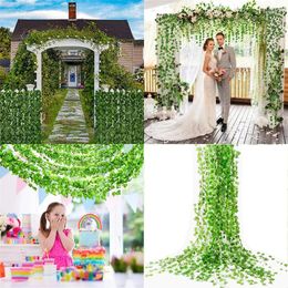 Decorative Flowers 12PCS Artificial Plants Ivy String Home Wedding Party Garden Decoration DIY Silk Hanging Vines Rattan Fake Leaf Garland