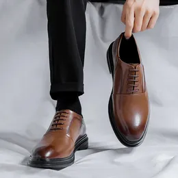 Dress Shoes Autumn Business Men Vintage Leather Formal Loafers British Pointed Toe Suit Oxfords Designer