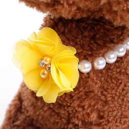 Pet Pearl Necklace Flower Elastic Collar Neck Ring Cat Jewelry Teddy Small and Medium Dog Neck Ring