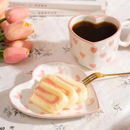 Mugs Cute Heart Mug Ceramic Coffee Cup Saucer 250ml Colourful Romantic Design For Latte Tea Milk Perfect Wedding Home Decor