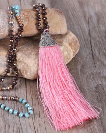 KELITCH Women Tassel Long Pendant Necklace Bohemian Crystal Beaded Necklace Handmade Beaded Chains Friendship Jewellery Wholesale