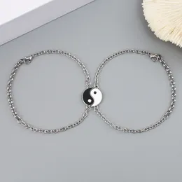 Charm Bracelets Couple Ornaments For Couples Jewellery Long Distance Relationship Stainless Steel Yin Yang Bond