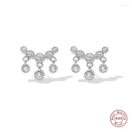 Stud Earrings Aide 925 Sterling Silver Five Round Zircon Earring Climber With Three Crystal Charm For Women Luxury Party Jewelry