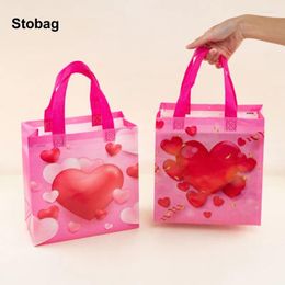 Storage Bags StoBag 4pcs Valentine's Day Non-woven Fabric Tote Gift Package Wedding Waterproof Reusable Pouch Birthday Party