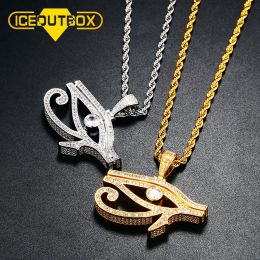 Necklaces ICEOUTBOX Eye of Horus Pendant Necklace For Women Men Cubic Zirconia Hip Hop Rock Fashion Jewellery Gold Silver Colour Trend Gift