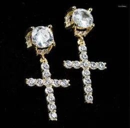 Stud Earrings Iced Out Cross Earring Fashion Punk Pendant Cartilage Drop Dangle Jewellery Aretes De Mujer Modernos