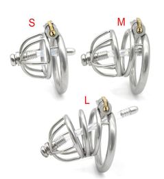 Styles Dormant Lock Design Male Stainless Steel Cock Cage Penis Ring Belt Device with Silica Catheter Bondage BDSM Sex Toy Best quality