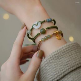 Charm Bracelets Retro Female Gift Chinese Ancient Jewellery Hand Rope Simple Korean Style Women Bangle Imitation Jade