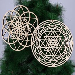 NEW Laser Cut Flower Of Life Energy Mat Slice Wood Base Handmade Coaster Wooden Wall Sign Home Decor Craft Ornament