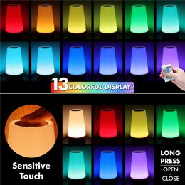 13 Colore che cambia luce notturna RGB Remote Control Touch Lampada Dimmibile Tavolo portatile Lampade da comodino