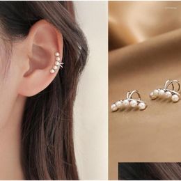 Clip-On Screw Back Backs Earrings Genuine 925 Sterling Sier Pearl No Pierced Charming Ear Clip On For Women Girl Office Party Cuff Jew Otvsj