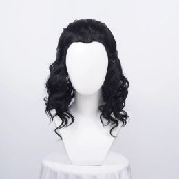 Wigs Advengers Loki Cosplay Wigs Loki Black Curly Heat Resistant Synthetic Hair Comic Loptr Role Olay Party Wigs + Wig Cap
