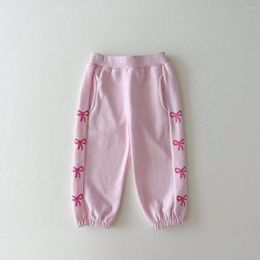 Trousers Sweet Bowknot Printing Pattern Girls Sports Pants Soft Breathable Kids Children Spring Autumn Baby Stuff