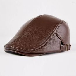 Ball Caps Men Leisure Genuine Leather Baseball Hat Unisex Duckbill Sheepskin Berets Cap Outdoor Warm Ear Windproof Hats