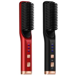 Irons Cordless Beard Straightener Hair Comb Brush USB Rechargeable Wireless Anti Static Quick Heated Hair Straightening Styling Tools