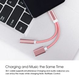 2in1 USB-C Type C To 3.5mm Aux Audio Charging Cable Adapter Splitter Headphone Jack USB Type-C Adapter Cable for Xiaomi Huawei