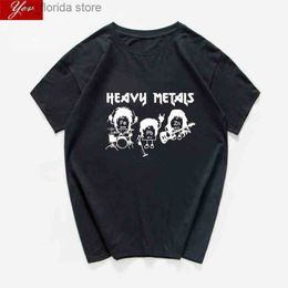 Men's T-Shirts Heavy Metals T Shirt Men cool strtwear hip hop Chemistry Periodic Table Rock Roll Music Physics Biology punk tshirt men t G1222 Y240402