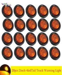 20pcs Car 2quot Red 4LED Round StopTurnTail Truck Warning Light Grommet Wiring8385055