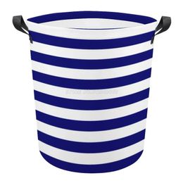 Blue And White Stripes Organizer Oxford Cloth Laundry Basket Waterproof Hamper Dirty Clothes Storage Red and Whit 240319
