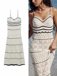 TRAF Womens Beach Wind Slim Sling Long Dress Fashion Street Shoot Sleeveless Sexy Midi Elegant 240321