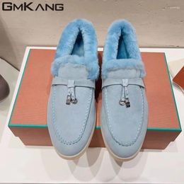 Casual Shoes Winter Couple Tassel Round Toe Flat Suede Wool Warm Women's Fashion Sports