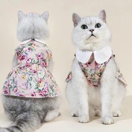 Cat Costumes Stylish Skirt Lapel Collar Press Button Decorating Summer Dog Two-legged Clothes Puppy Dress Dress-up