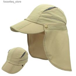 Wide Brim Hats Bucket Hats Connecting Style Boys and Girls Summer UPF 50+Sun Protection C Adjustable Quick Drying Detachable Fishing Hat for Children L240402