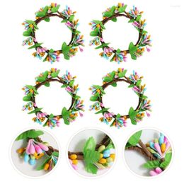 Decorative Flowers 4 Pcs Candlestick Easter Ring Wreaths Farmhousepillar Rings Iron Wire Festival Garland