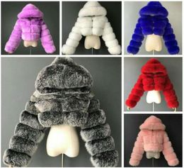 Designer Women Fur Jackets Fashion Short Hooded Imitation Fur Coat Imitation Fox Fur Long Sleeve Stitching Coat Sell New9184792