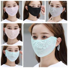 Scarves Flower Sunscreen Lace Mask Thin Solid Colour Sunshade Face Cover Breathable Adjustable Strap UV Protection Hiking