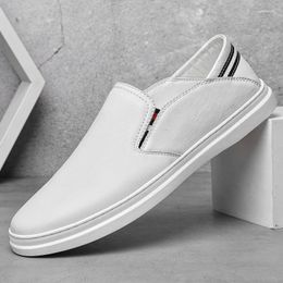 Casual Shoes Lightweight Summer Men Genuine Leather Male Luxury White Sneakers Brand Slip-on Loafers Breathable Men's