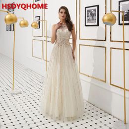 Party Dresses A-line Evening Dress Sexy Hollow Out Sequin Stripe Heavy Manual Bead Waist Garden Princess Style