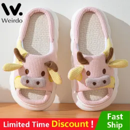 Slippers Funny Animal Slippers For Men Women Kawaii Fluffy Winter Warm Indoor Slipper Couples Cartoon Milk Cow House Slides Funny Shoes