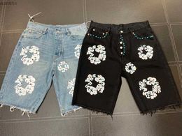 Men's Jeans High quality Kapok floral loose casual denim shorts for mens summerL2404