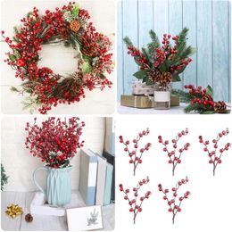 Decorative Flowers Holiday Decorations Simulate Red Fruit Pomegranate Foam Berry Tree Decorated