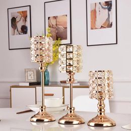 Candle Holders European Golden Crystal Candlestick Cross-border Home Accessories Ornaments Iron Wedding Candlelight Dinner