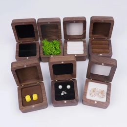 Jewelry Pouches 1pc Wood Box Ring Earrings Storage Wedding Engagement Portable Mini Retro