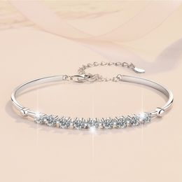 100% Real GRA Certified 3mm Round Moissanite Bracelet for Women Girl S925 Sterling Silver Diamond Link Bracelets Fine Jewelry for Party Wedding Nice Gift