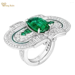 Cluster Rings Wong Rain Vintage 925 Sterling Silver Emerald Sapphire Gemstone Ring For Women Cocktail Party Fine Jewelry Anniversary Gifts