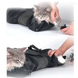 Cat Carriers Mesh Grooming Bathing Bag Adjustable Pet Washing Accessories For Nail Trimming Injecting Anti Scratch Bite Restraint