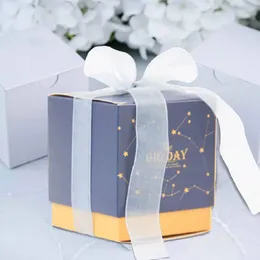 Gift Wrap 50Pcs Starry And Sky Candy Boxes Wedding Party Favour Gifts Box With Ribbon Baby Shower Birthday Chocolate Packaging Decor